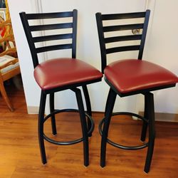 Bar Height Metal Frame Bar Stools, Set Of 2 