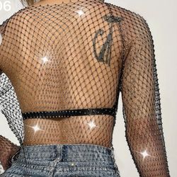 Rhinestone Studded Fishnet Coverup 