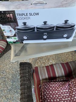 Prime Cuisine Triple Slow Cooker 1.5 Quarts Each New