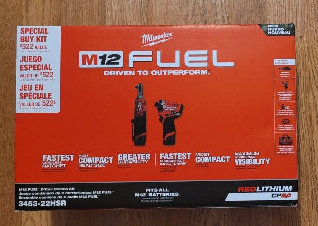 Milwaukee M12 Fuel Impact Driver and Ratchet Kit Cordless Brushless $220 Firm Pickup Only