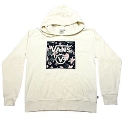 Vans Off The Wall Hoodie Pullover Women Small Cream Floral Sweater Sweatshirt