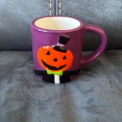 New Without Package Lang Small Mini Mug Cup Halloween Pumpkin Purple Orange Decoration