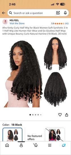 22in Afro Kinky Curly Half Wig