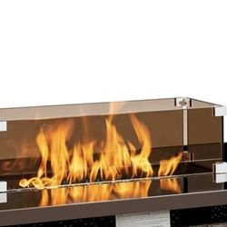 23.5" L x 7.5" W Tempered Glass Wind Guard Fence Fire Table Accessory Shield, Brown/Clear