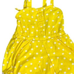 Hanna Andersson Buttercup Yellow Dress/Romper US4  Polkadot 
L1015
