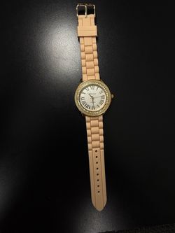Geneva Platinum Watch Beige  Silicone Band