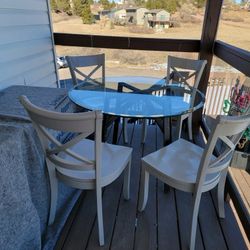 Crate And Barrel Glass Table And Four Chairs