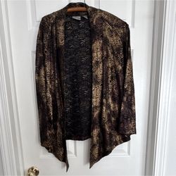 Chico's Women's Lace metallic Animal Print Open And Flowy Top Size 0