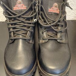 Slip and oil resistant work boots.