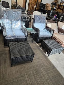 5-Piece Black Wicker Patio Furniture Set