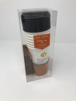 Rae Dunn 8 Disposable Coffee Cups w/Lids Pumpkin Spice 16 Oz 🎃 Sealed NEW 2019