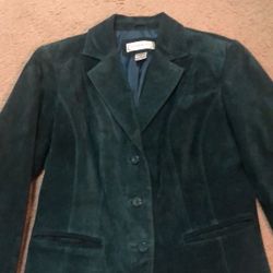 Preston & York Sz 8 Green Leather Jacket 