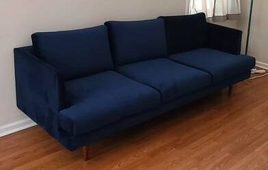 AllModern Deep Blue Velvet Sofa (Retail $1,150)