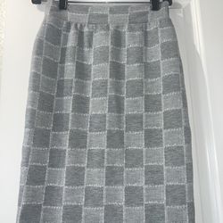 Business Gray Checked Pencil Skirt