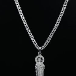 925 Silver Chino Chain 4.5 mm - 24” long with San Judas