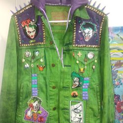 Custom Joker Themed Denim Jacket 