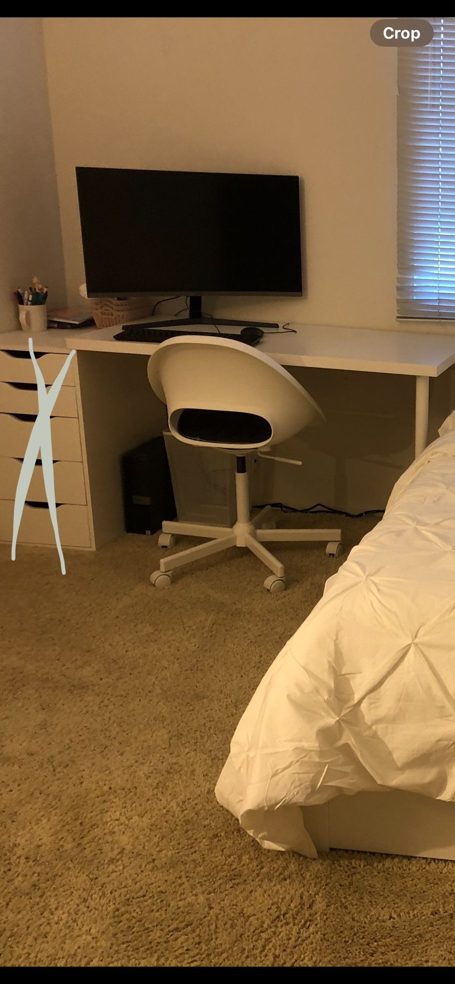 IKEA Tabletop W/ 2 Legs (NO cabinet), Rolling Chair