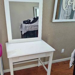Vanity desk with drawer + hanging mirror Set (PB)