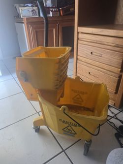 Yellow Commercial Mop Bucket with Wringer