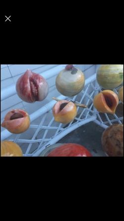 Vintage Alabaster Fruit And Egg Set