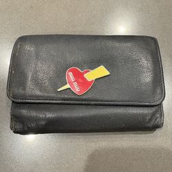 Miu Miu Heart Pendant Navy Leather Wallet MUST GO 