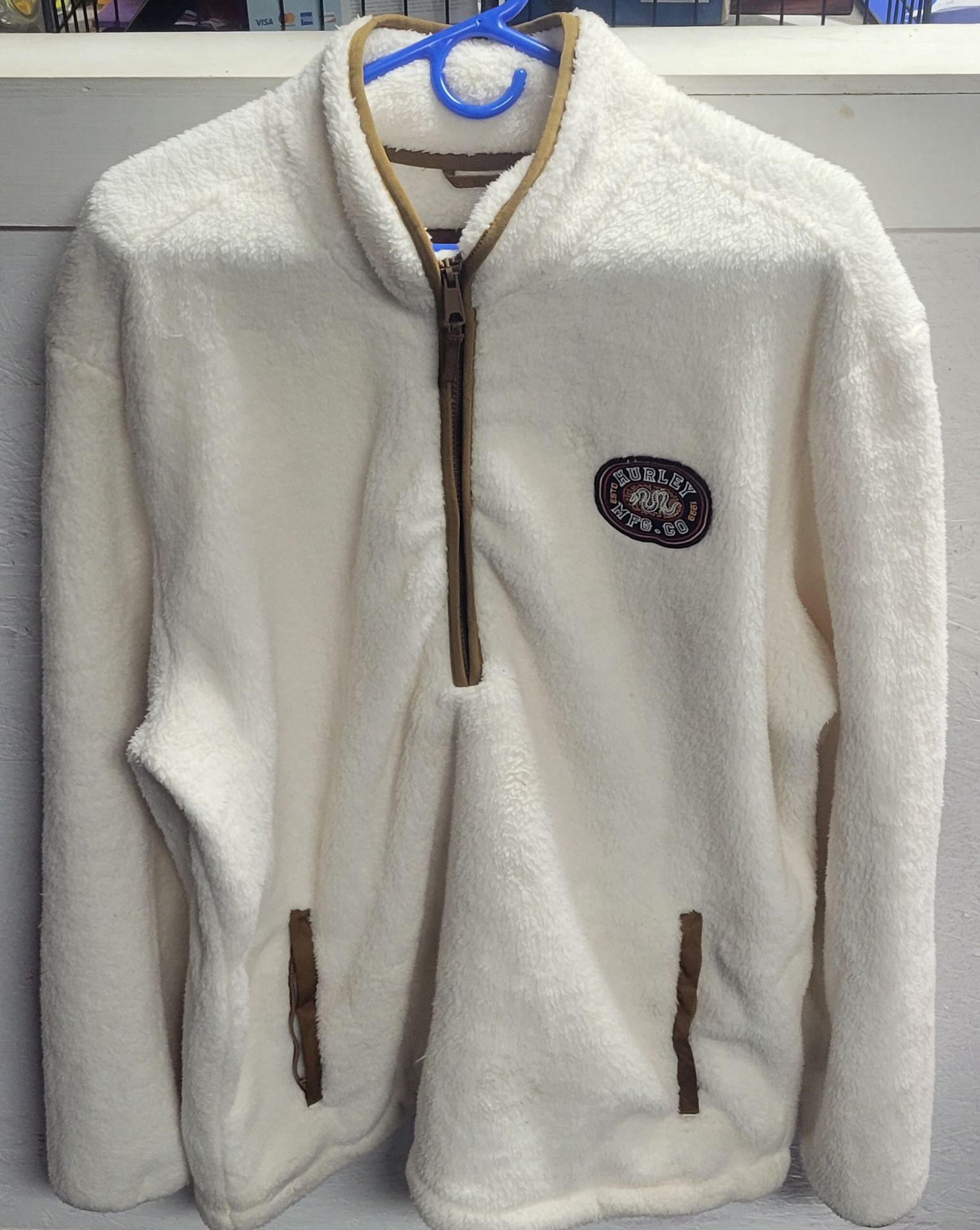 Men's Hurley Mfg. Co Sherpa Fleece Pullover Size XL/TG/XL Cream