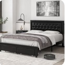 Queen Bed Frame With Drawers 