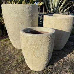 Ceramic Lava Planters-Cream Atlantis Ceramic Pots($455 set of 3)