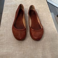 Frye Carson Brown Leather Ballet Flat Shoes