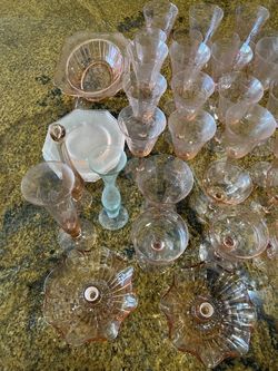Antique pink glass collection
