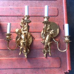 Two Antique Bronze Sconces