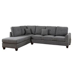 Brand New Ash Black Plush Sectional Sofa 
