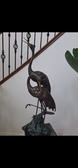 Brass art birds with stand