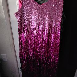 Sequin XXL Dress Pink To Hot Pink