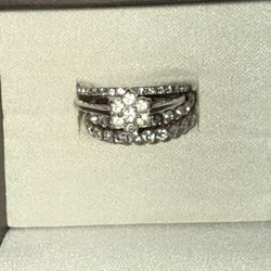 Cubic zircon Diamond Cluster Stacking Rings Set Of 4