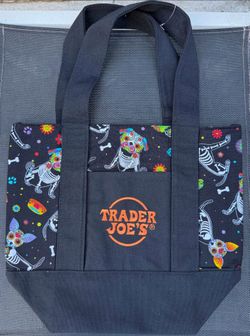 Trader Joe's Reusable Tote Bag Day of the Dead Dogs