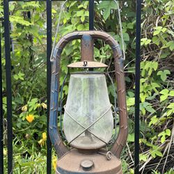 Vintage Dietz Monarch Lantern NY USA Clear Glass Globe Lantern Tubular Barn Lamp
