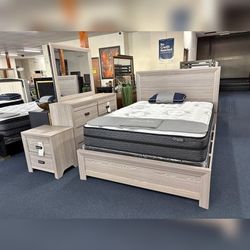 4PC Bedroom set King Queen size Rustic gray