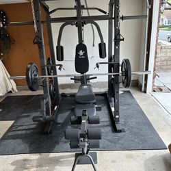 Vesta Fitness Smith Machine 1001 w/Bench Attachment | 230lb Bumpers Olympic Weights | 7ft Olympic Bar | Gym Equipment | FREE DELIVERY/INSTALL🚚 