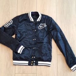 Nike Vintage Varsity Bomber Jacket With Embroidered Patches 