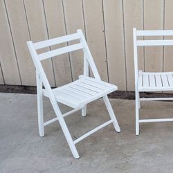 2 White Wood Chairs 