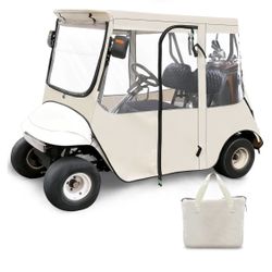 Golf Cart Deluxe Driving Enclosure 2 Passengers Fits EZGO TXT & RXV Golf Cart, Fits Short Roof 40.94" W and 59.05" L, Clear Window with Door Zippers 6