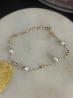 14k gold pearl & bead bracelet