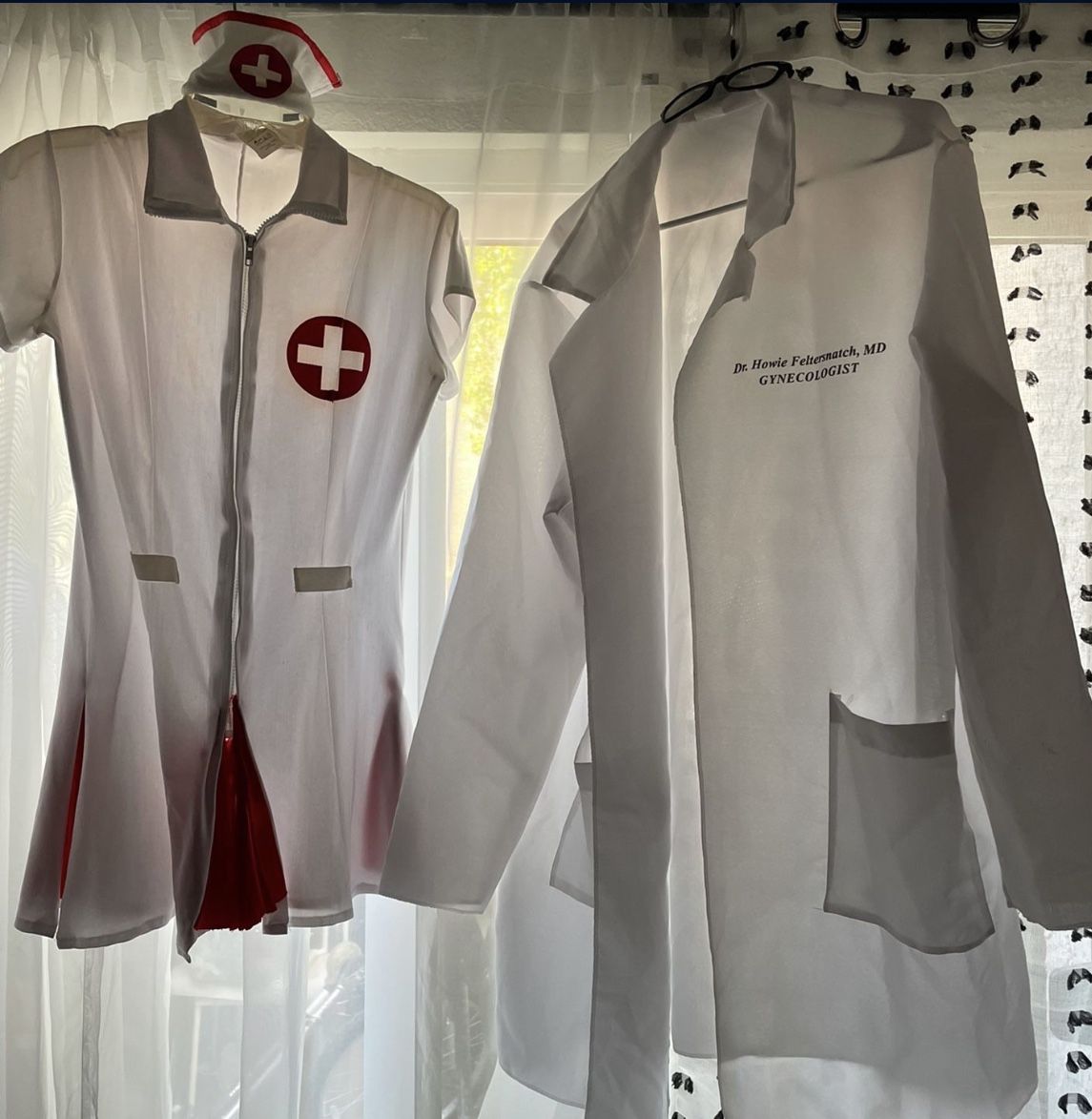  Costume - ( L-XL) Dr  All white coat and black glasses