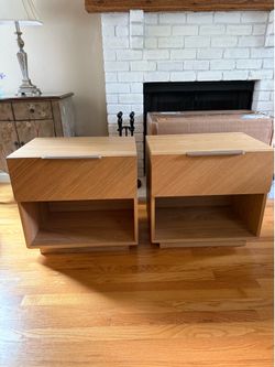 Set of 2 two Article night stands bedside bed side tables solid wood