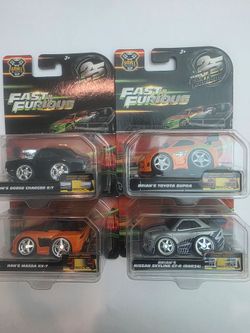 Fast & Furious Small Blocks Diecast Lot of 4 Supra Skyline Charger RX7 Jada Toys
