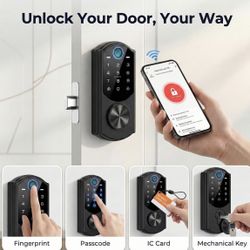 🆕 In 📦 WiFi Smart Lock with Fingerprint,Keyless Entry Door Lock for Front Door,Built-in WiFi,Touchscreen Keypad Deadbolt,App Remote Control,Auto Loc