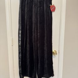 Apple Bottoms Women Black Tuxedo Sequin Trim Wide Leg Large