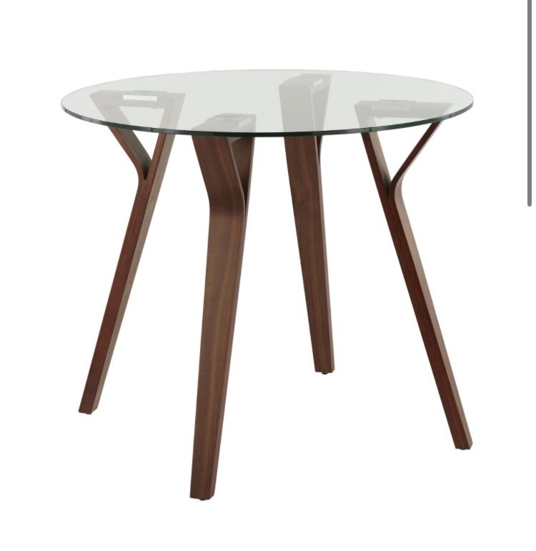 🌟 LumiSource Folia 35” Round Clear Glass & Walnut Dining Table — Only $175! 🍽️