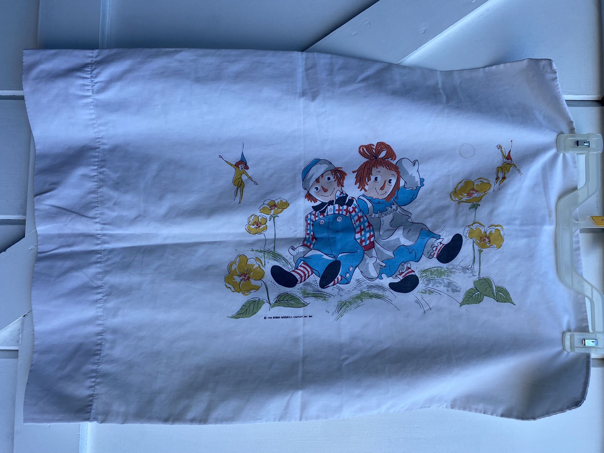 Vintage 1968 Raggedy Ann and Andy Pillowcase Pillow Case Fabric 1 Pillow Case